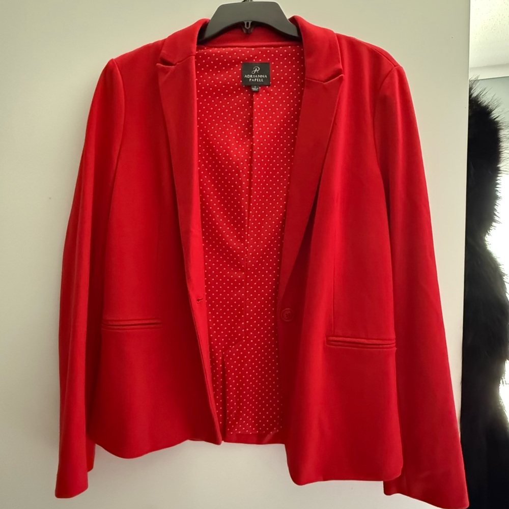 Adrianna Papell Red Single-Button Blazer